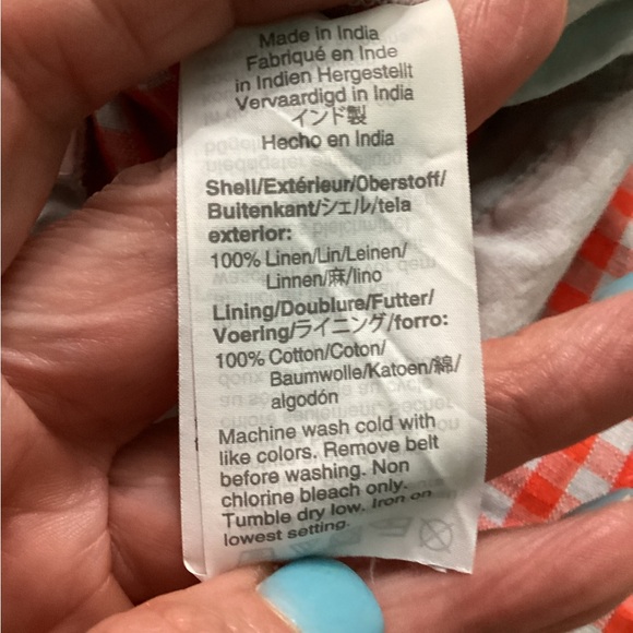 💥PRICE DROP💥 Tie Waist Gngham Linen Jumpsuit - Picture 5 of 7